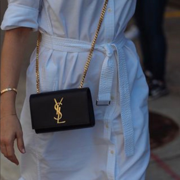 KATE SMALL CHAIN BAG IN GRAIN DE POUDRE EMBOSSED LEATHER - Picture 7 of 7